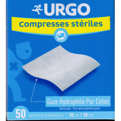 Compresses de gaze stériles Urgo 10X10 sachets  boite de 10 ou 50