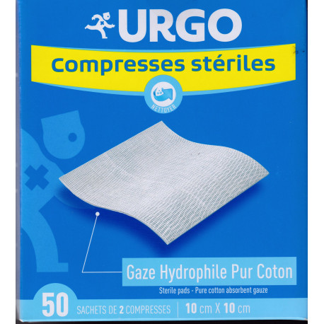 URGO Compresses Stériles Gaze 10 x 10 cm Bte/25 - Gaze Hydrophile Pur