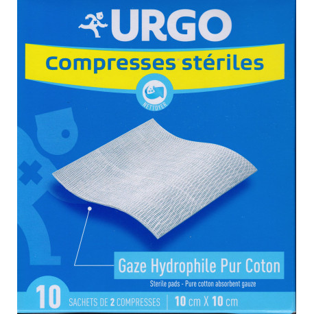 Compresses de gaze stériles Urgo 10X10 sachets  boite de 10 ou 50