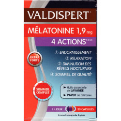 Valdispert Mélatonine 4 actions 1,9 mg capsules ancien packaging