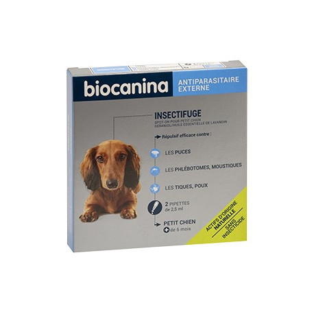 Insectifuge naturel Chien spot on Biocanina aux huiles essentielles