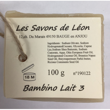 Savon artisanal Bambino Lait Les savons de Léon