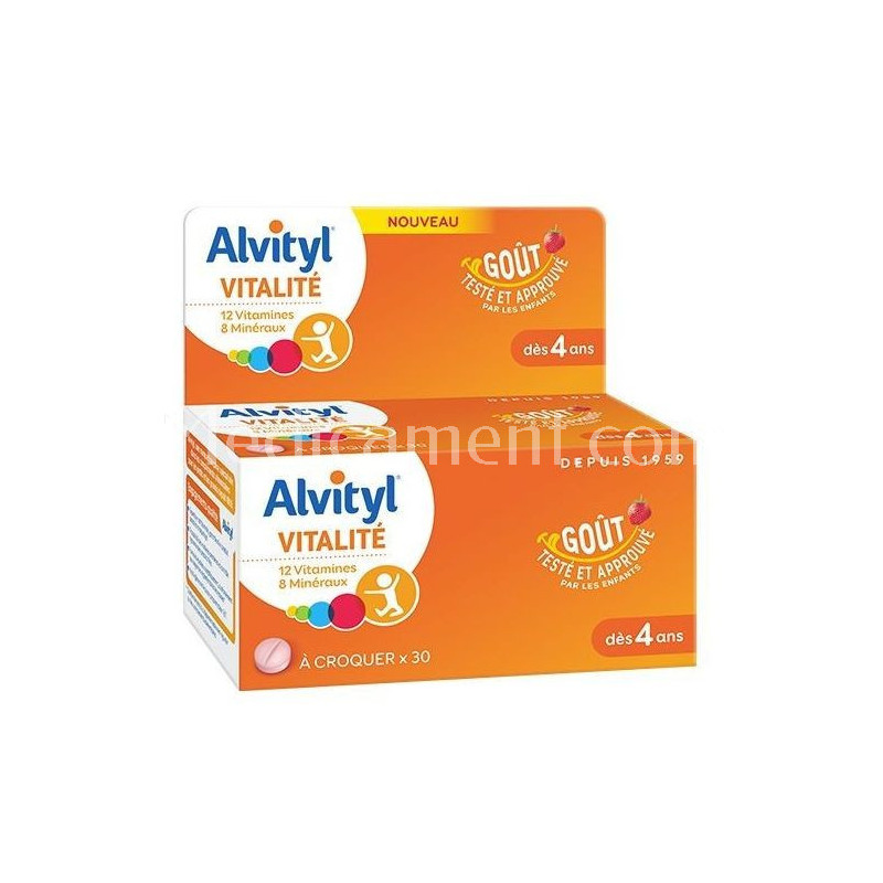 Alvityl Vitalite 30 Comprimes A Croquer Apporte Forme Et Vitalite A Partir De 4 Ans