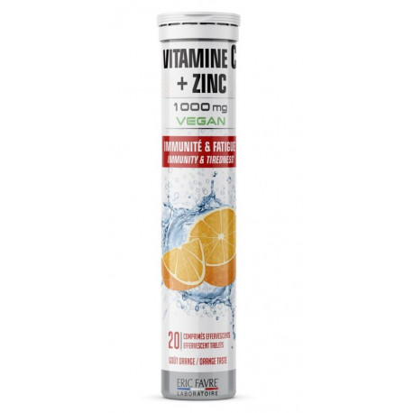 Vitamine C 1000mg + zinc comprimés effervescents vegan Eric Favre