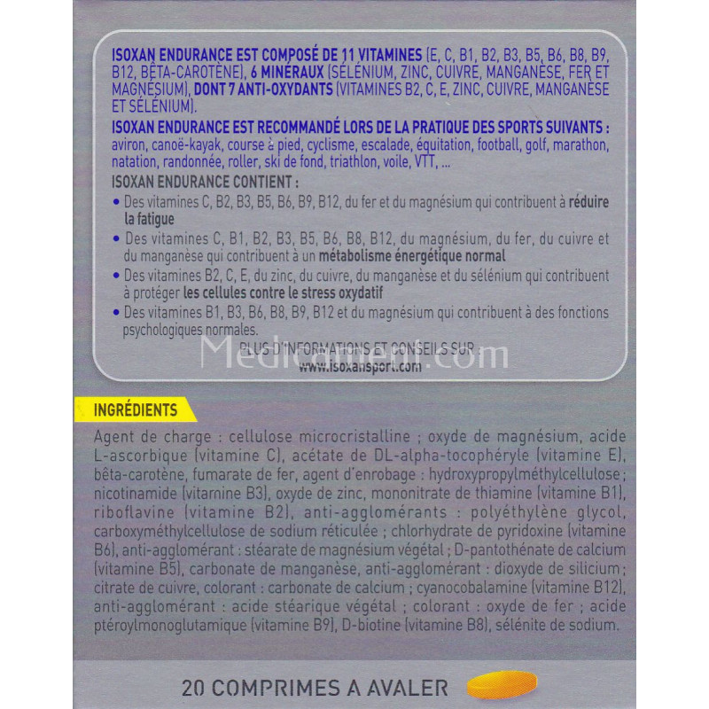 Isoxan Sport Endurance 20 comprimés, préparation et récupération - promo