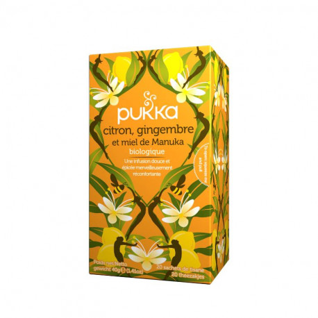 Citron, gingembre et miel de Manuka Tisane Bio Pukka