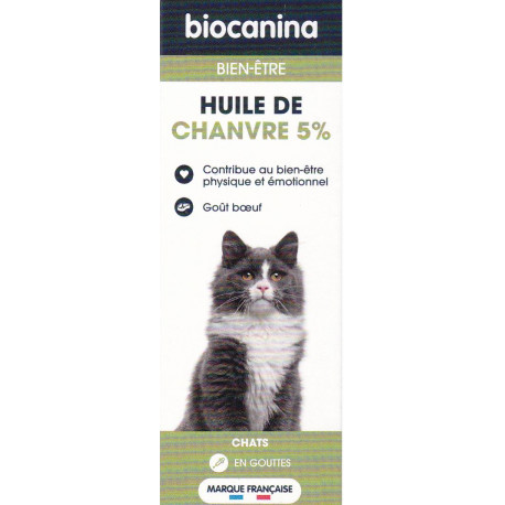 Biocanina Huile de chanvre 5 % Bien-être Chats : physique et émotions