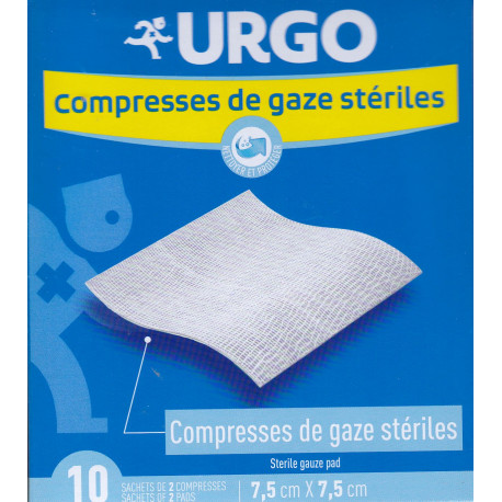 Compresses stériles de gaze 7.5 X 7.5 sachets Urgo