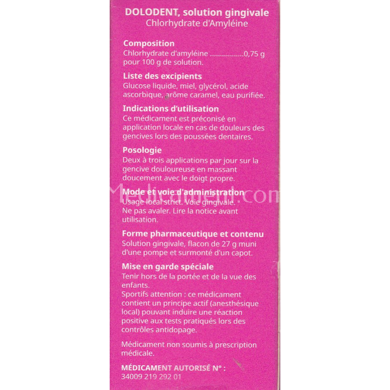 Dolodent solution gingivale 27g pour calmer les douleurs des poussées  dentaires des bébés