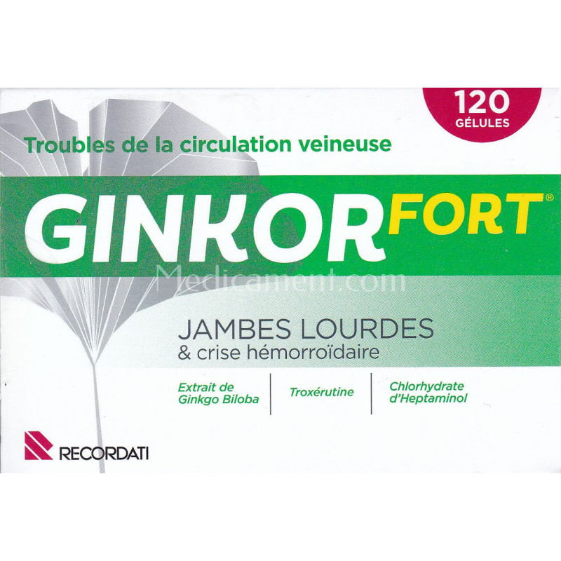 Ginkor fort gélules : traitement des problèmes circulatoires, jambrs lourdes  et crise hémorroidaire