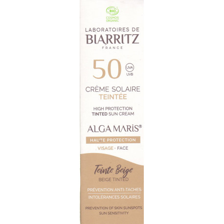 Crème solaire Visage Teintée SPF50 Bio Alga Maris