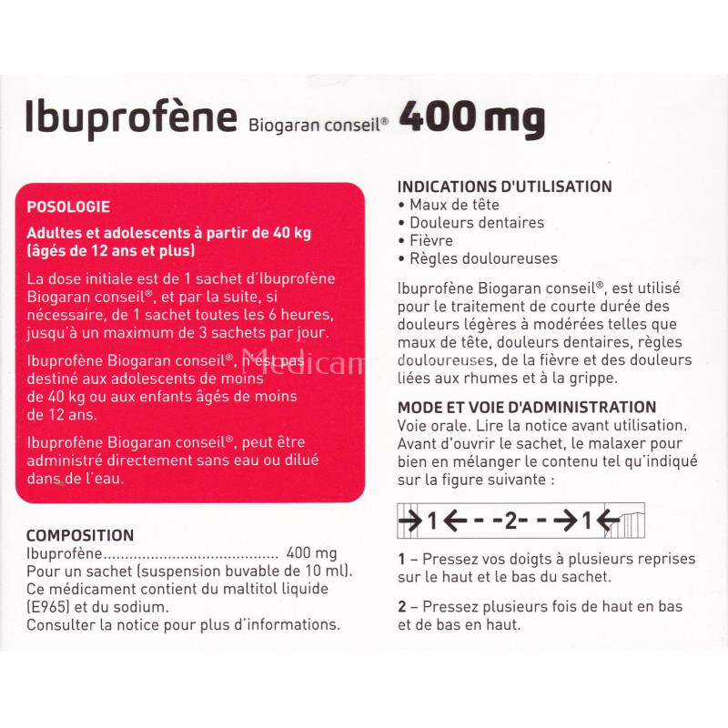 Ibuprofène 400 mg Sachets Biogaran Conseil