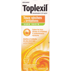 Toplexil Sans sucre Sirop toux sèche