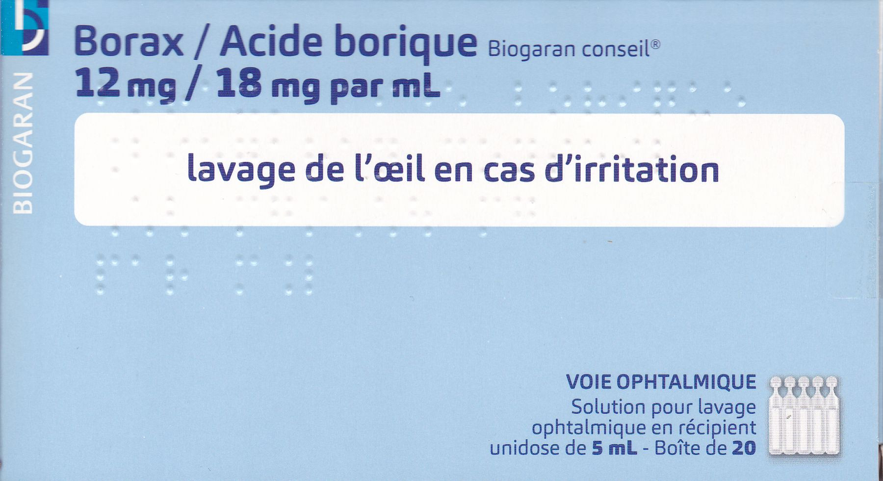 Borax Acide Borique Unidoses Lavage Des Yeux Biogaran Dacryoserum