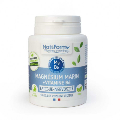 Magnésium marin Vitamine B6 Fatigue et nervosité Nat&Form