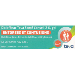 Diclofénac 2%  Gel Teva Conseil Entorses et contusions