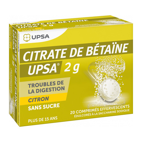 Citrate de Bétaïne Citron 20 Comprimés effervescents UPSA
