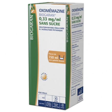 Oxomémazine Sirop Sans sucre 150 ml Biogaran