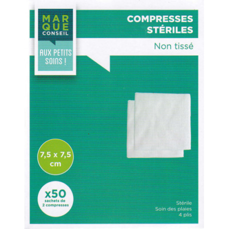 Compresses stériles Non Tissé 7,5x7,5 Boite de 50