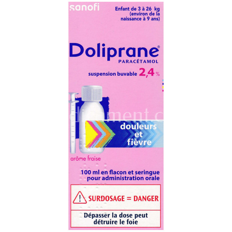 Doliprane 2,4% sirop enfant 100 ml, douleurs et fièvre