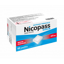 Nicopass 2,5mg Pastilles Sans sucre Menthe fraîcheur