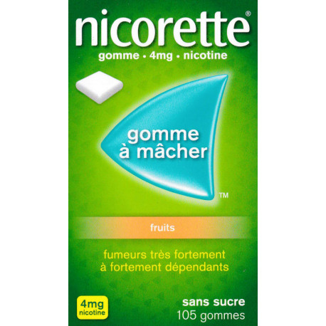 Nicorette 4 mg Fruits Sans sucre Gommes à mâcher