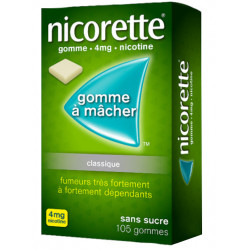 Nicorette 4 mg Classique Sans sucre Gommes à mâcher