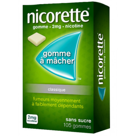 Nicorette 2 mg Classique Sans sucre Gommes à mâcher