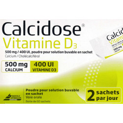 Calcidose Vitamine D3 500 mg/400 UI Poudre pour suspension buvable en sachet
