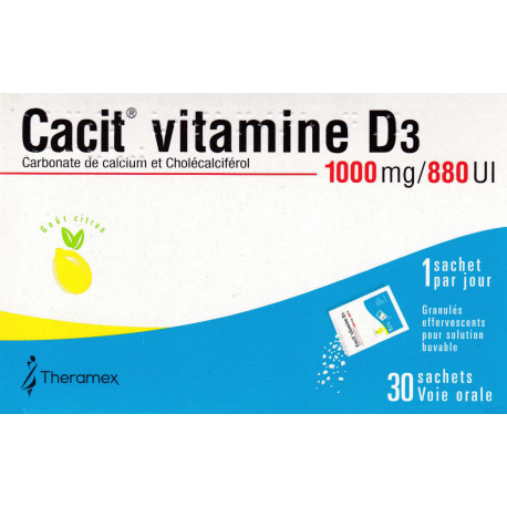 Cacit Vitamine D3 1000 mg/880 UI Granulés effervescents 30 sachets
