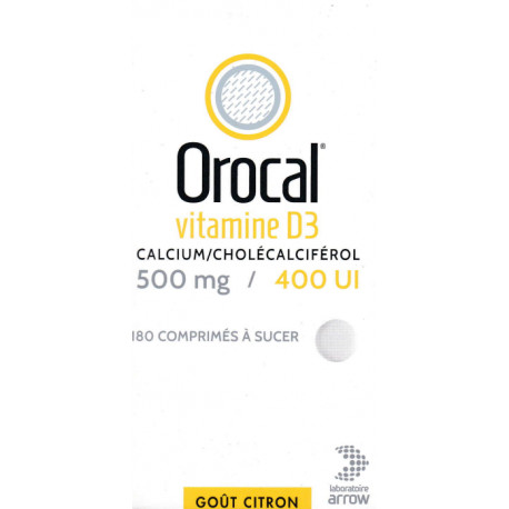 Orocal Vitamine D3 500 mg/400 UI Comprimés à sucer b180
