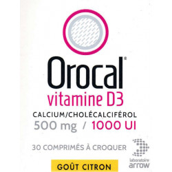 Orocal Vitamine D3 500 mg/1000 UI Comprimés à sucer