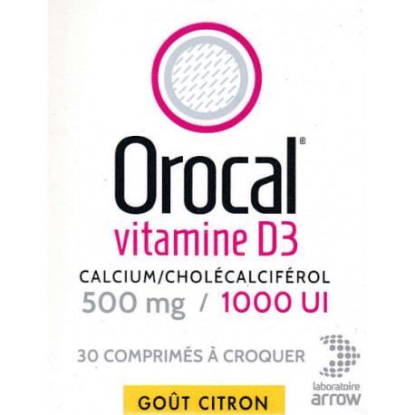 Orocal Vitamine D3 500 mg/1000 UI Comprimés à sucer