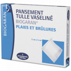 Pansement Tulle vaseliné Biogaran Plaies et brûlures 5*5