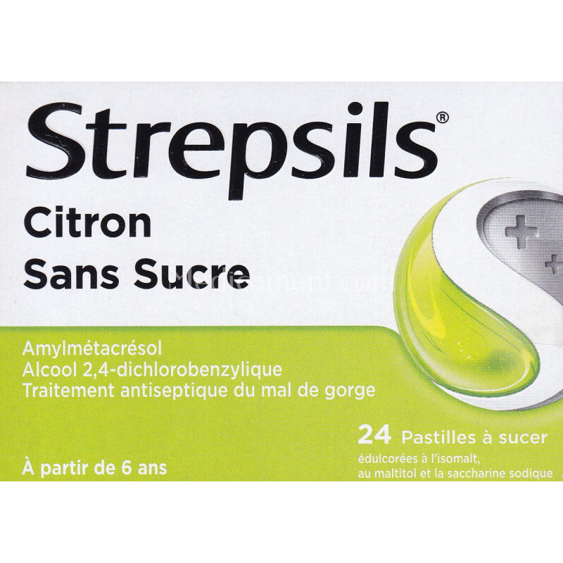 Stepsils citron sans sucre, boîte de 24 pastilles à sucer