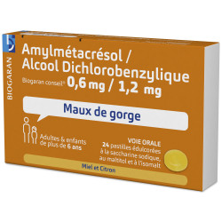 Amylmetacresol / alcool dichlorobenzylique Miel Citron Pastilles Biogaran Conseil