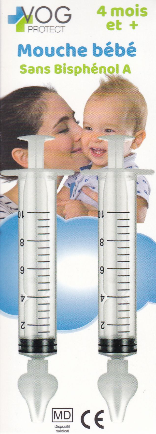 Mouche bébé Seringue Lot de 2 sans bisphénol A compatible Embout compatible  avec les pipettes de sérum physiologique