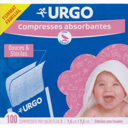 Compresses absorbante stériles en Non Tissé 7.5x7.5cm boite de 50 format familial Urgo