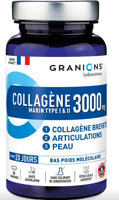 Collagène Marin Type I & II 3000g Granions 3-en-1 Peau, muscles et  articulations