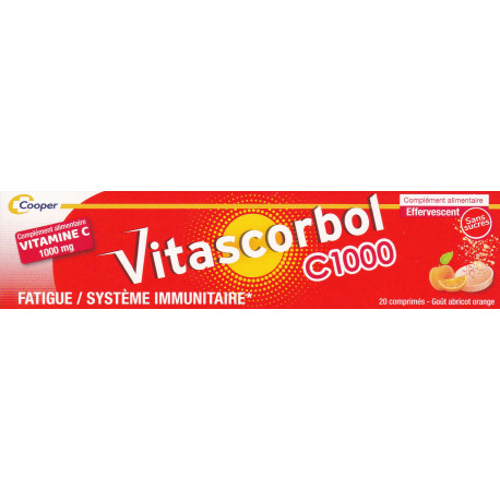 Vitascorbol C 1000 - Complément Vitamine C à Croquer Goût Orange-Ananas - Boîte De 15 Comprimés