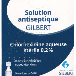 Solution antiseptique Chlorhexidine aqueuse stérile 0,2% Gilbert