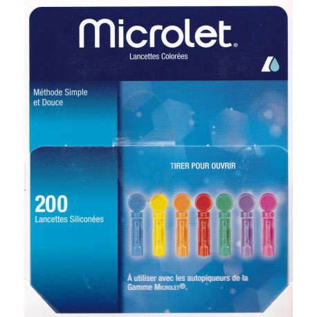 Microlet 200 Lancettes colorées siliconées