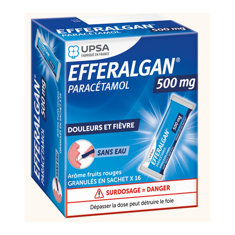 Efferalgan 500 mg Granulés 16 sachets Arôme Fruits rouges