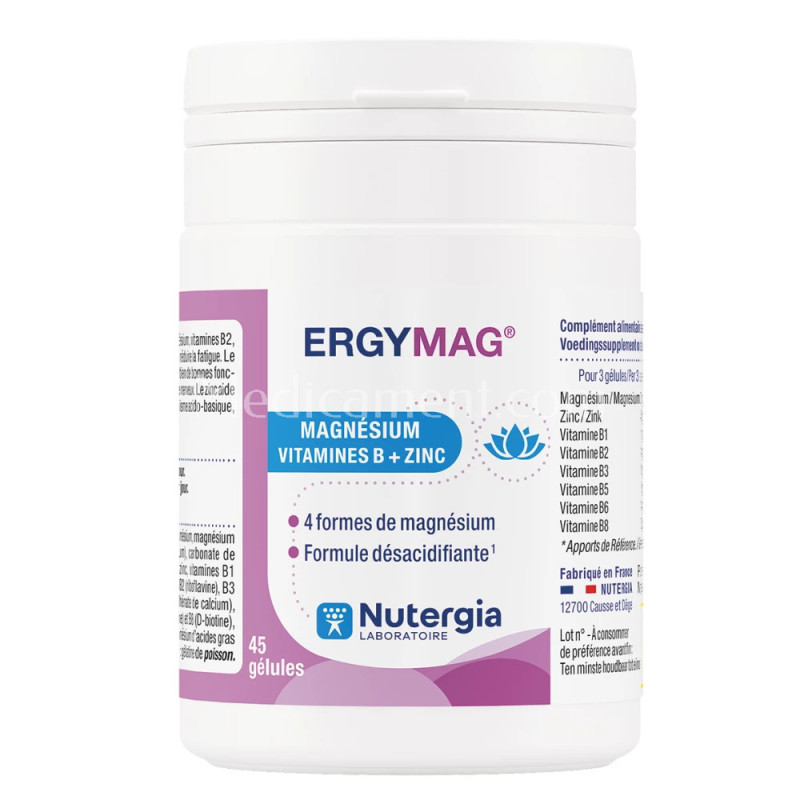 Complément Alimentaire Nutergia ErgyMag - Magnésium + Vitamines B, 180 Ou 90 Gélules, Origine France