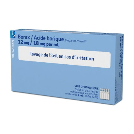 Borax / Acide borique Lavage oculaire Biogaran Conseil