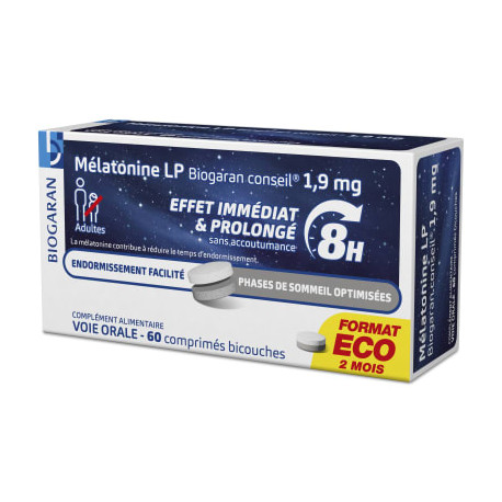 Mélatonine LP Effet immédiat & Prolongé Biogaran Conseil 60 comprimés