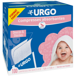 Compresses absorbante stériles en Non Tissé 7.5x7.5cm boite de 50 format familial Urgo
