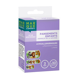Pansements enfants animaux de la savane x30 Marque Conseil