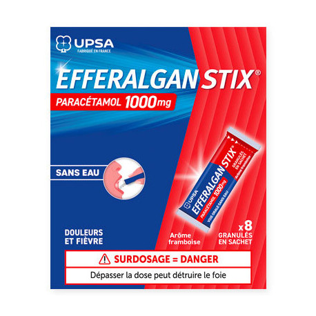 EFFERALGANSTIX 1000 mg Granulés en sachet Framboise