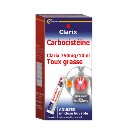 Clarix Carbocistéine Toux Grasse Unidose buvable